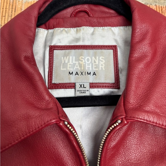 Vintage Wilson’s Leather Maxima Cherry Red Leather Jacket Buttery soft - Picture 5 of 5